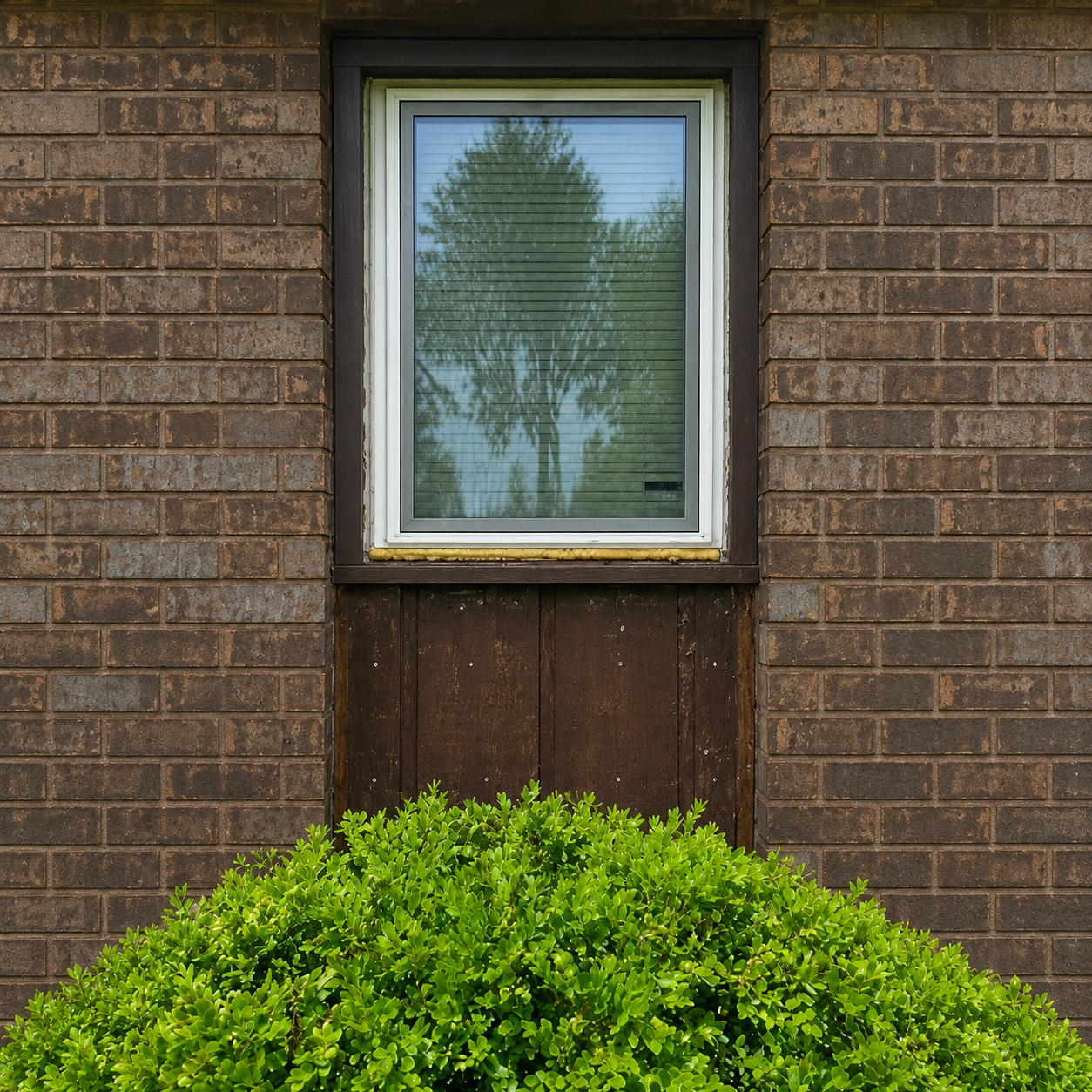 Window and brick exterior before remodeling