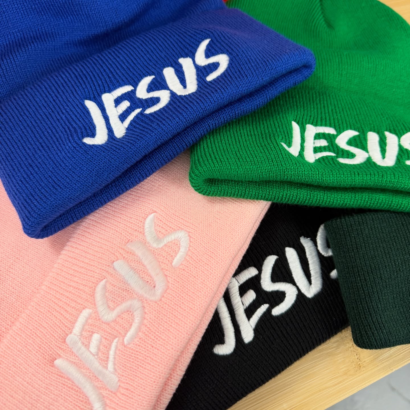 Assorted embroidered beanies