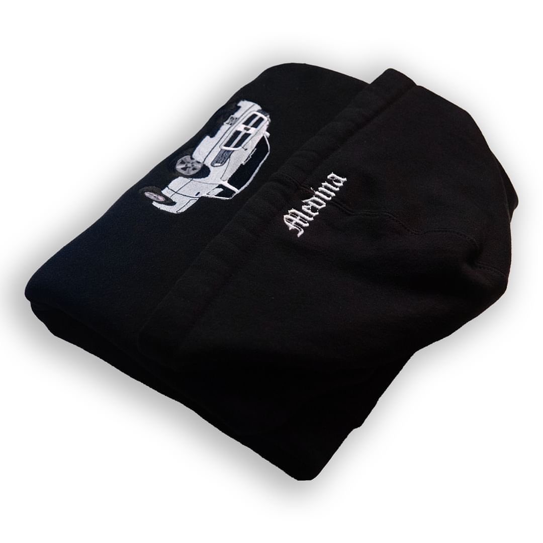 Black knit cap embroidery