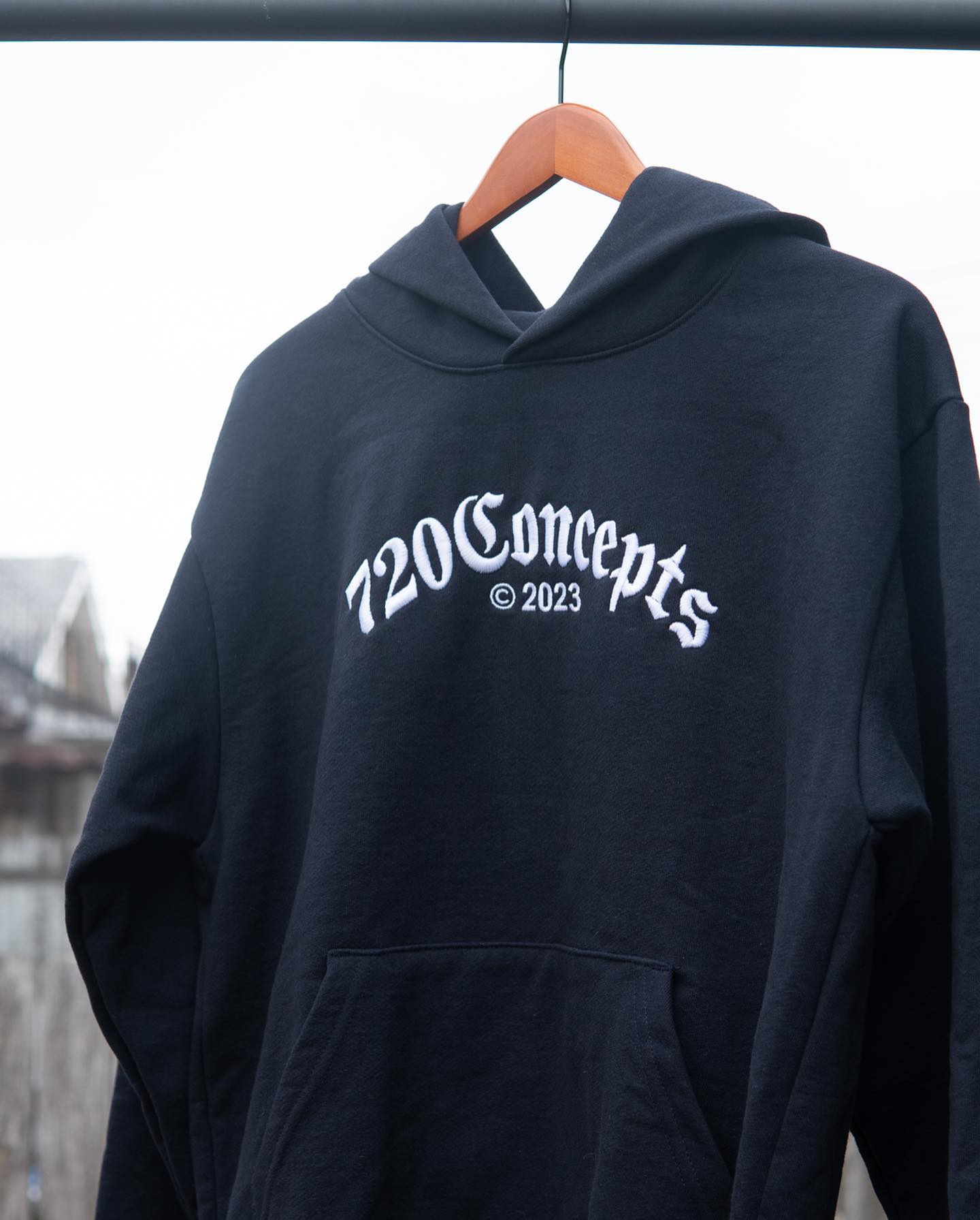 Custom black pullover hoodie