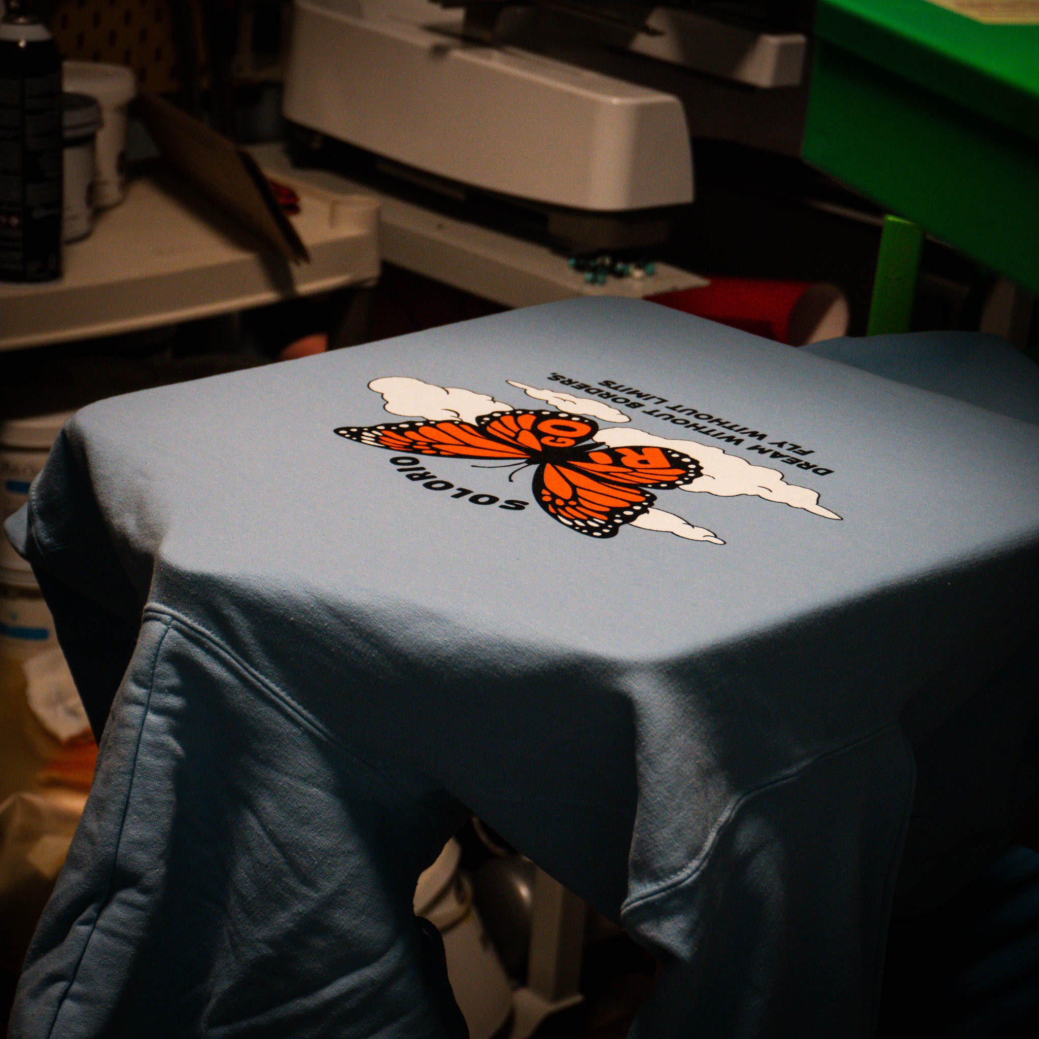 Butterfly print white shirt