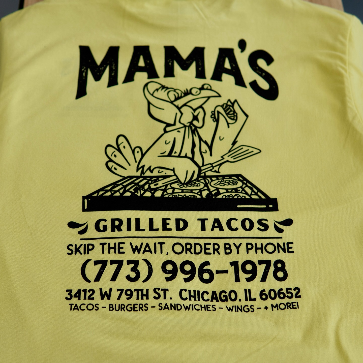 Mama's Tacos shirt detail