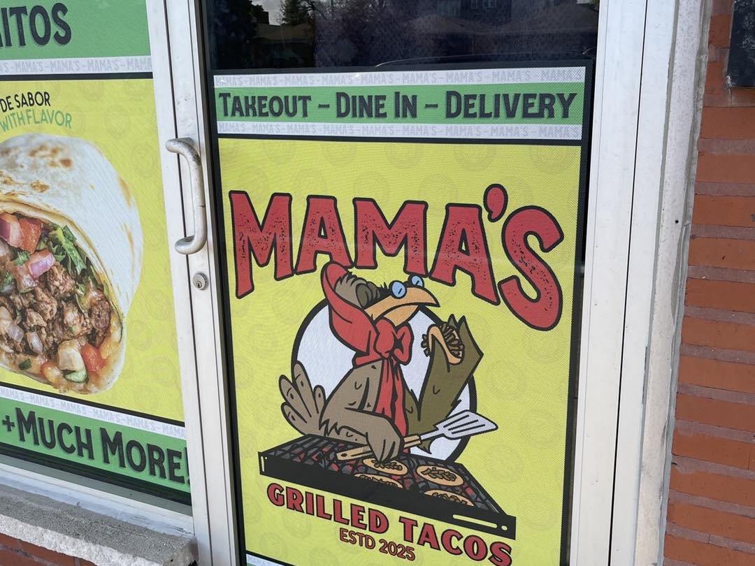 Restaurant brand window signage