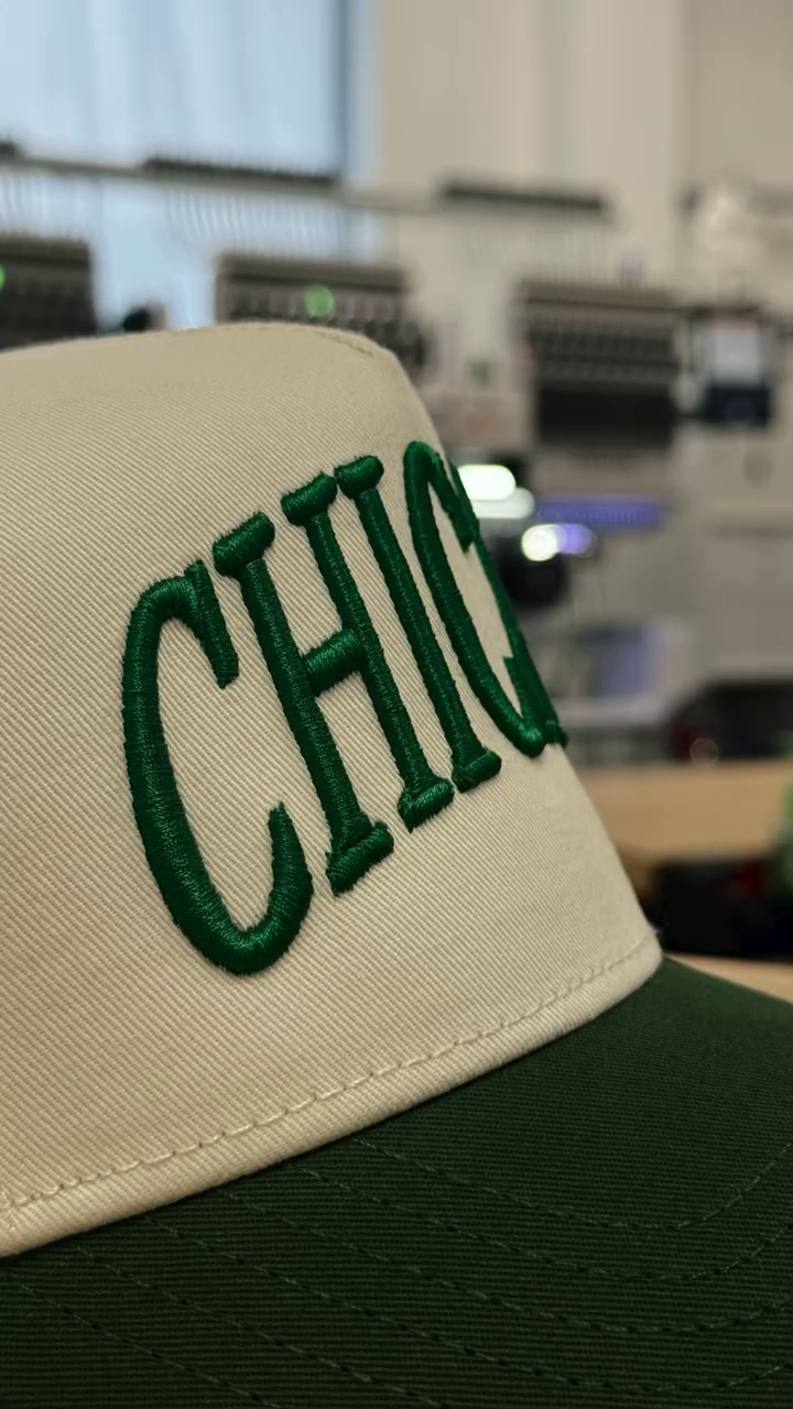 3D puff embroidery closeup