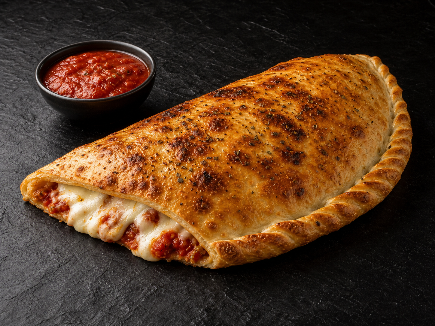 Calzone with marinara sauce