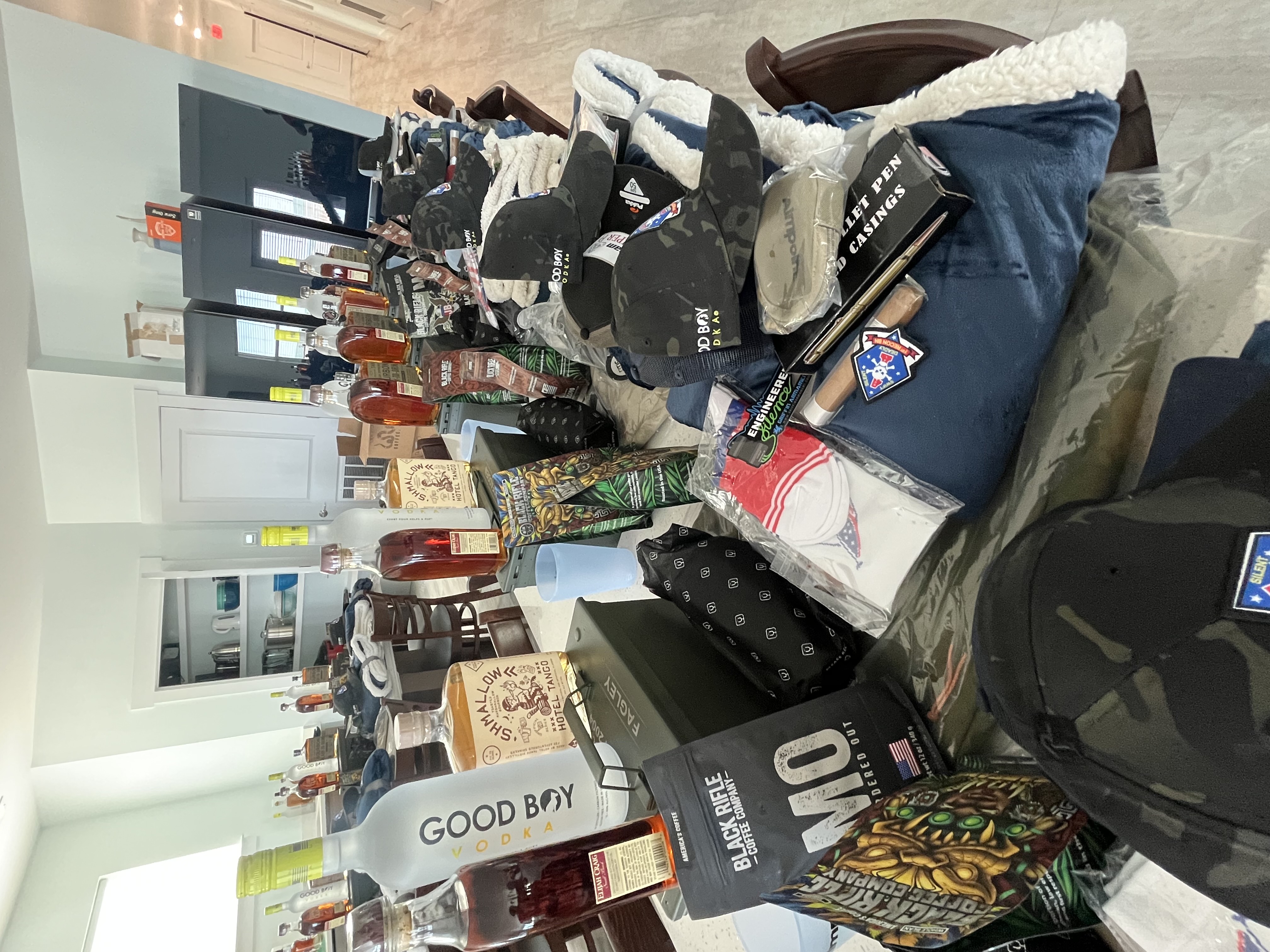 Event supplies, prizes, and support materials for a reunion fundraiser