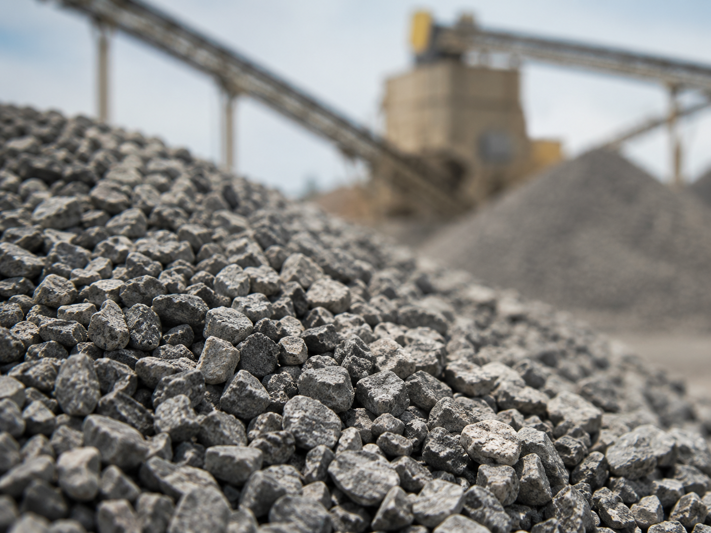 Limestone stockpile at processing plant