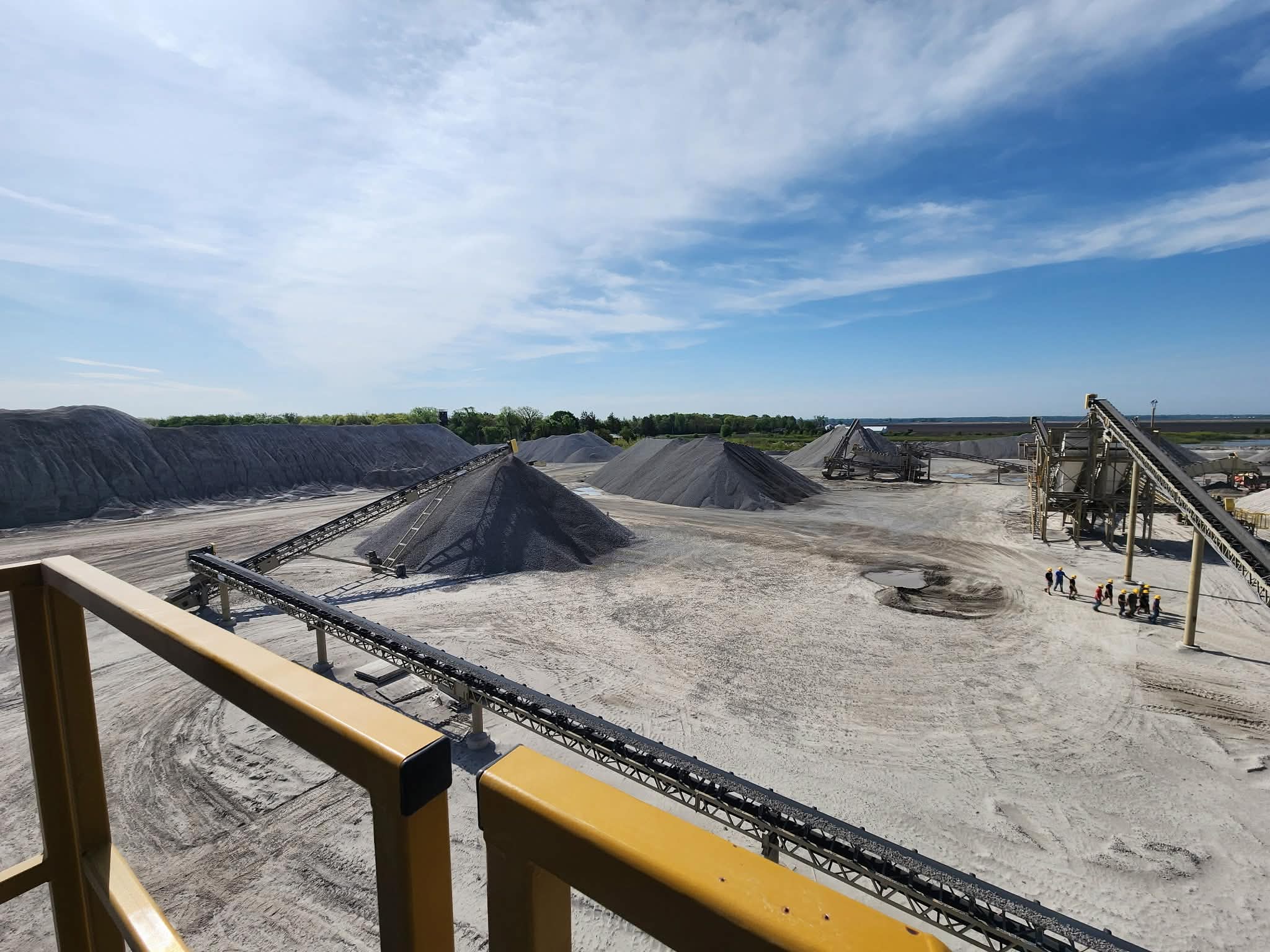 Limestone stockpiles and conveyor runs